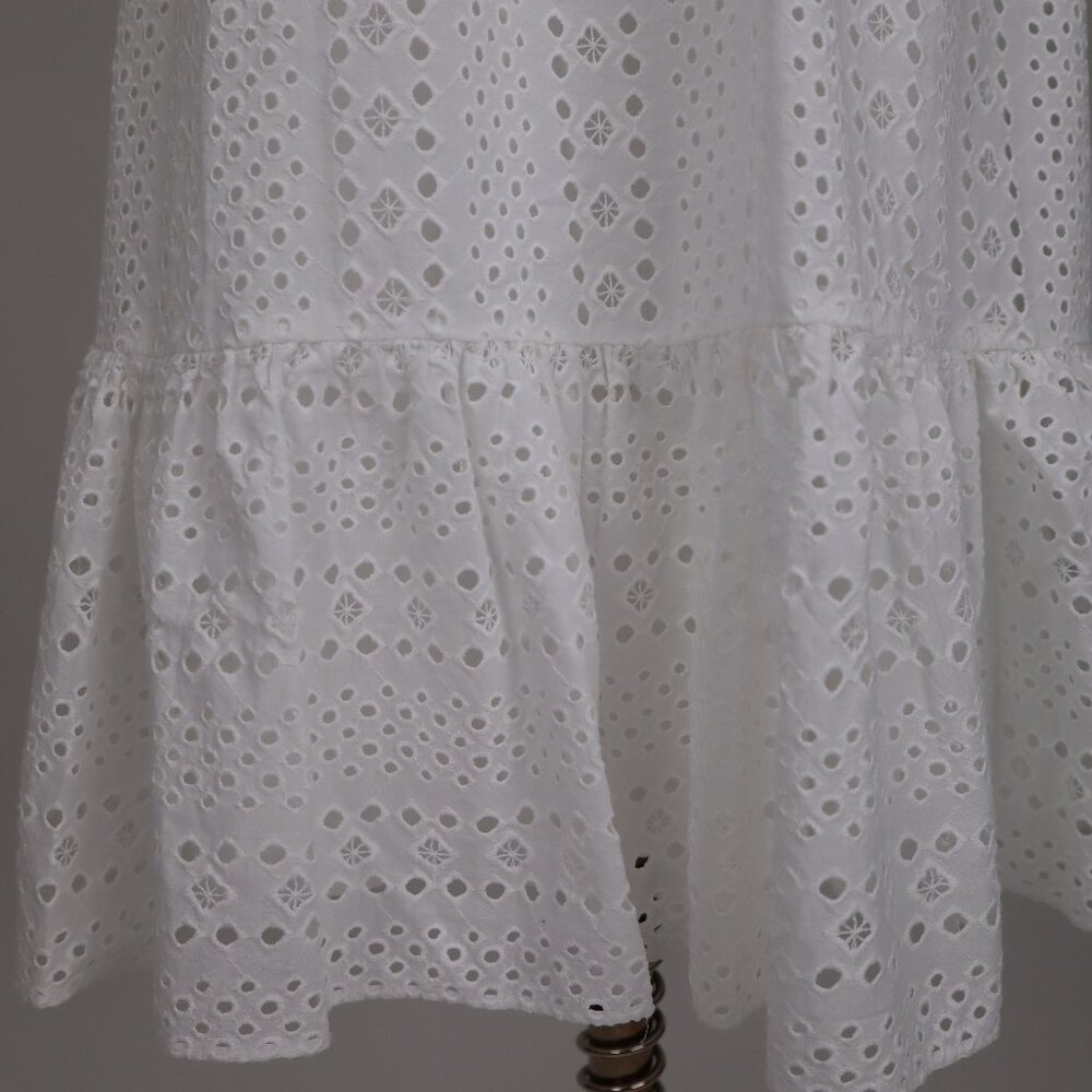 🌺 J. Crew NWT White Eyelet Ruffled Midi Cotton Sleeveless Tiered Summer Dress 0 - Picture 5 of 8